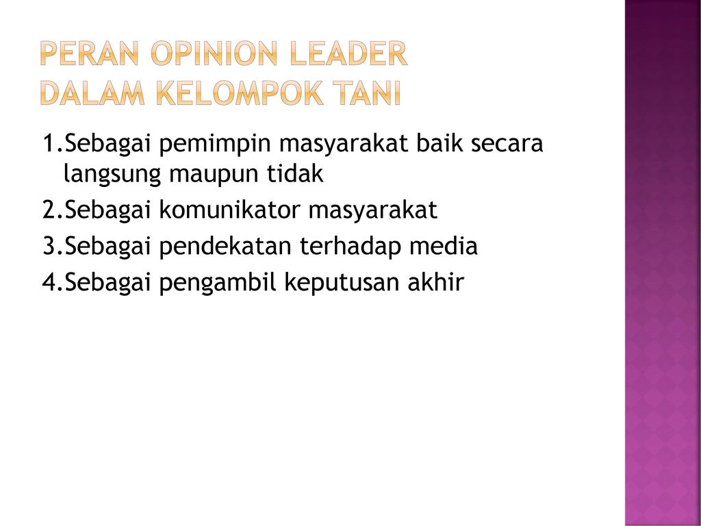 peran opinion leader dalam kelompok tani