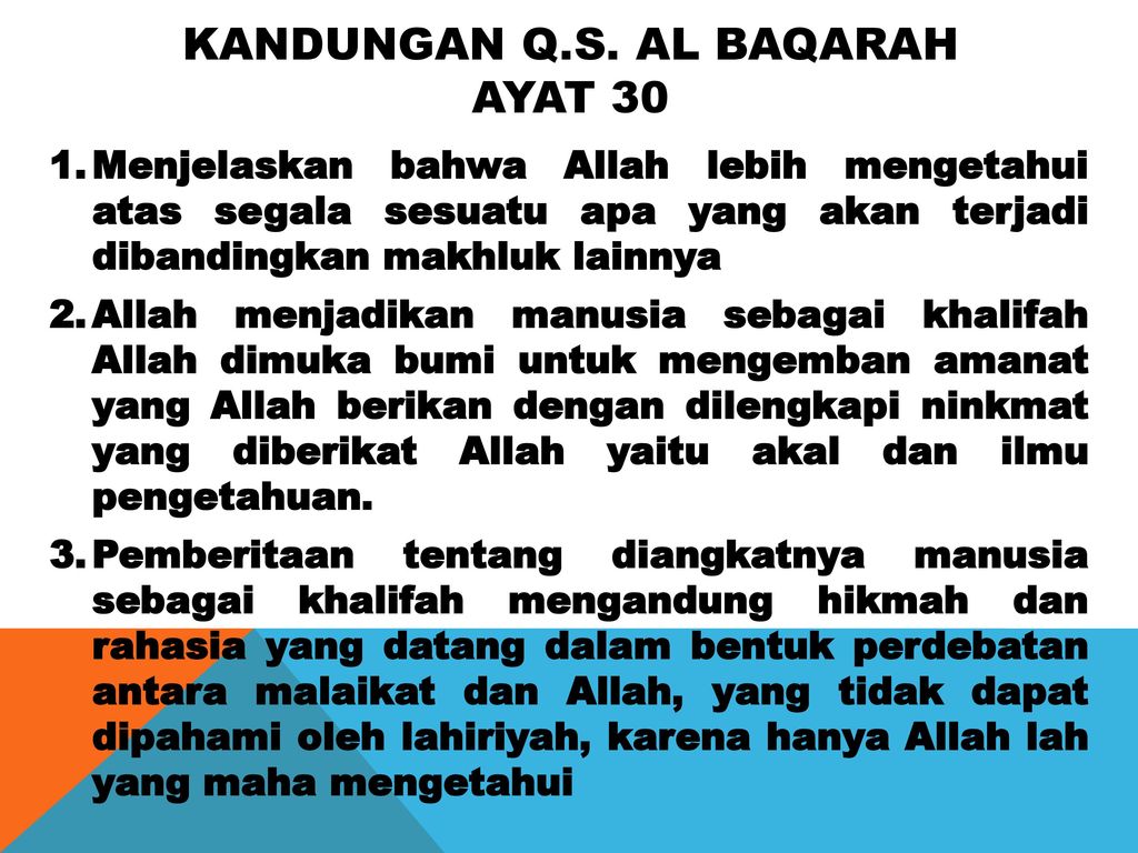 KANDUNGAN q.s. al baqarah ayat 30