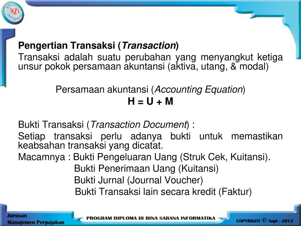 Persamaan akuntansi (Accounting Equation)