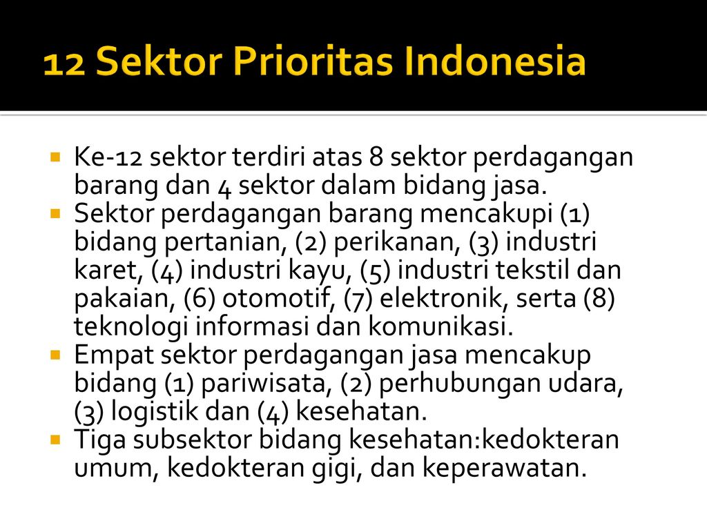 12 Sektor Prioritas Indonesia
