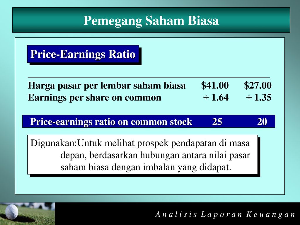 Pemegang Saham Biasa Price-Earnings Ratio
