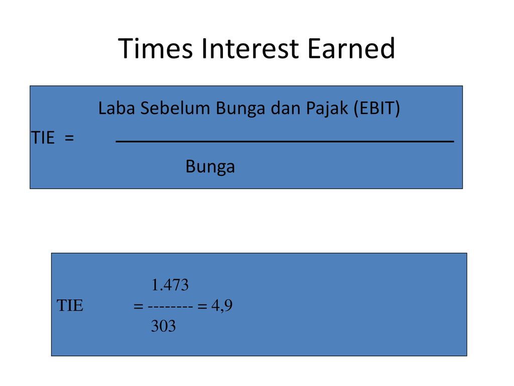 Times Interest Earned Laba Sebelum Bunga dan Pajak (EBIT) TIE = Bunga