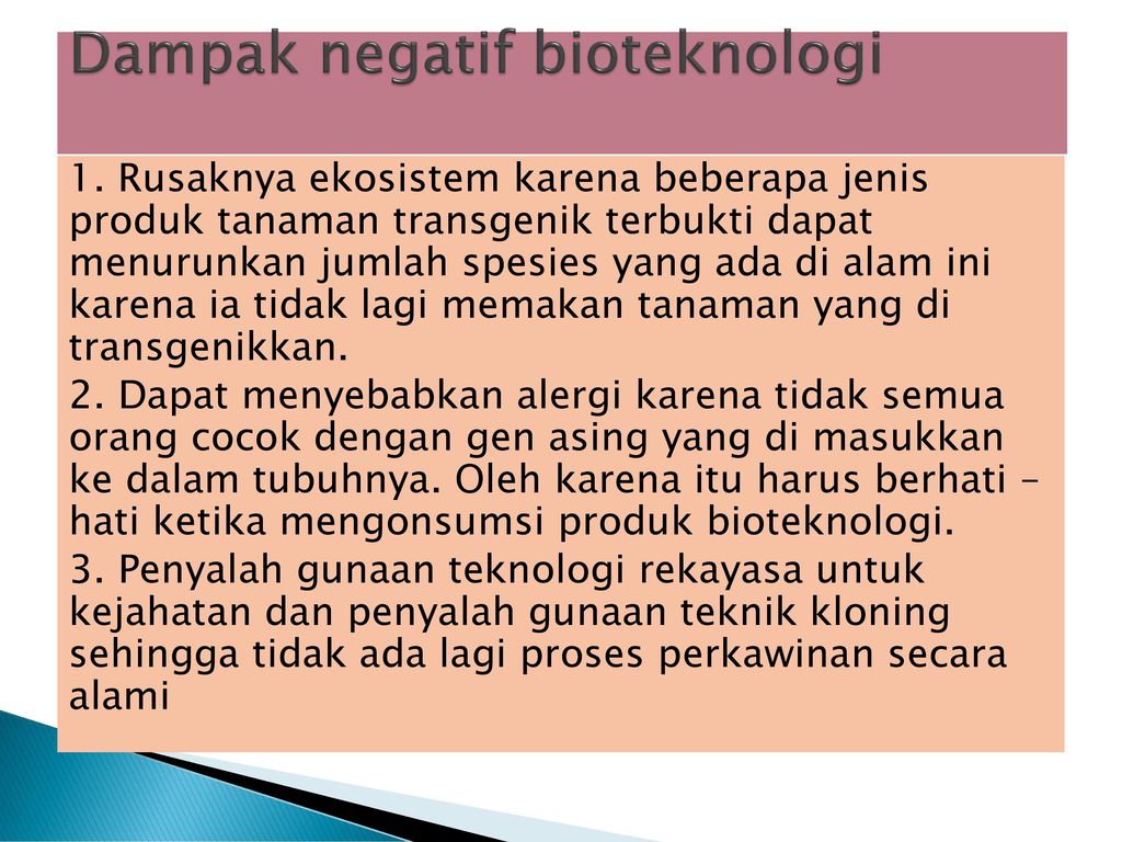 Dampak negatif bioteknologi