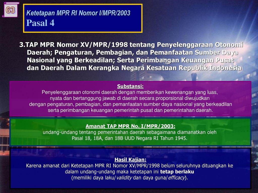 Amanat TAP MPR No. I/MPR/2003: Amanat TAP MPR No. I/MPR/2003: