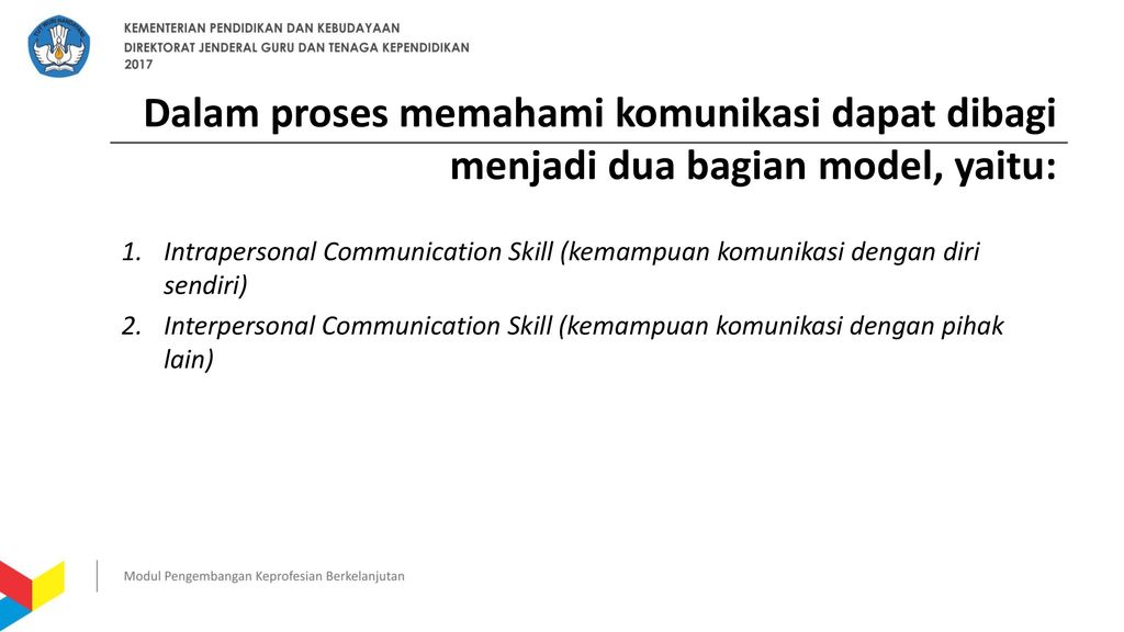 Dalam proses memahami komunikasi dapat dibagi menjadi dua bagian model, yaitu:
