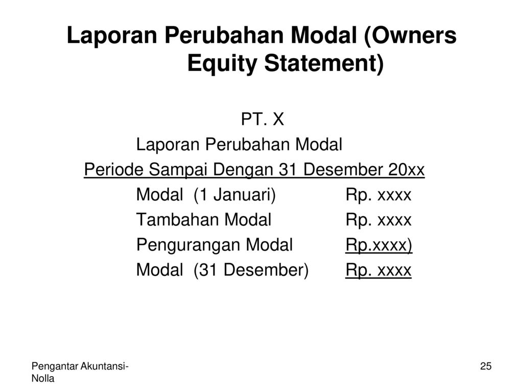 Laporan Perubahan Modal (Owners Equity Statement)