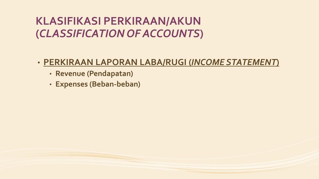 KLASIFIKASI PERKIRAAN/AKUN (CLASSIFICATION OF ACCOUNTS)