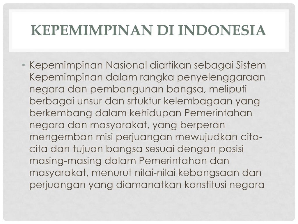 KEPEMIMPINAN DI INDONESIA