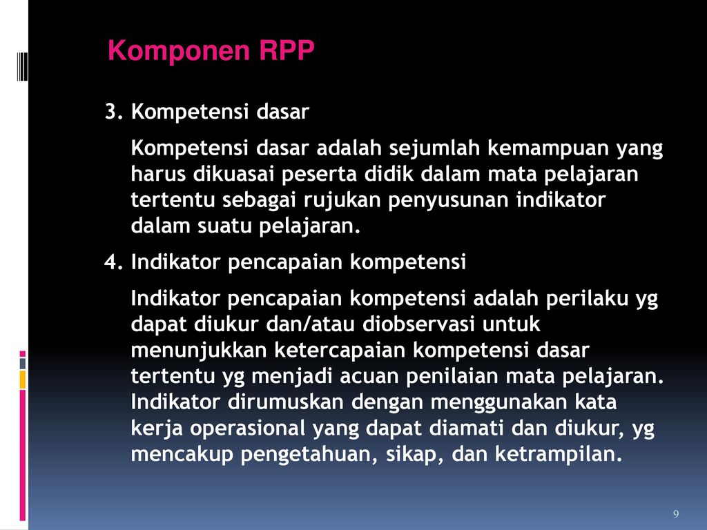 Komponen RPP 3. Kompetensi dasar