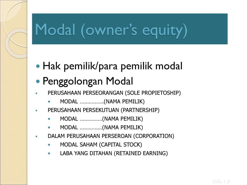 Modal (owner’s equity)