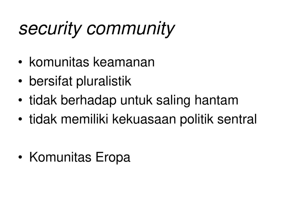 security community komunitas keamanan bersifat pluralistik