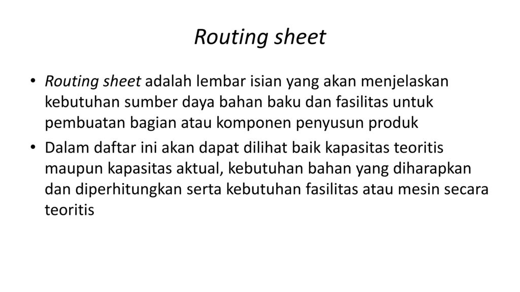 Routing sheet
