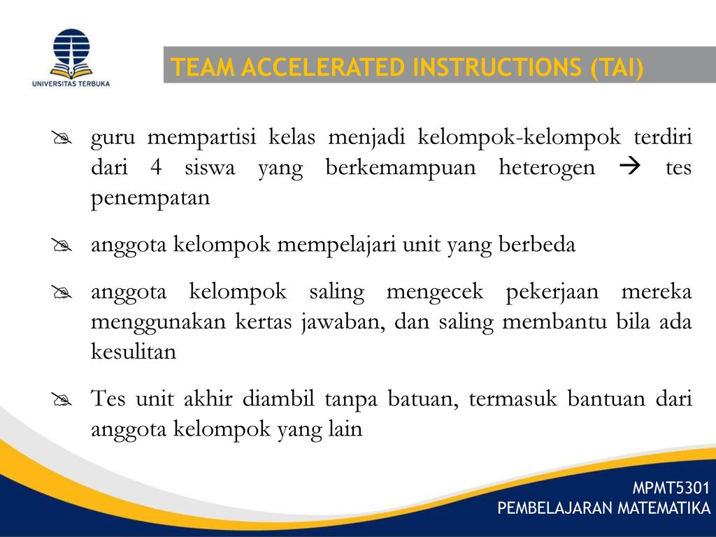 TEAM ACCELERATED INSTRUCTIONS (TAI)