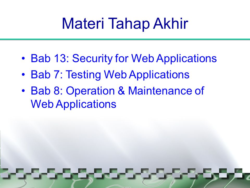 Materi Tahap Akhir Bab 13: Security for Web Applications