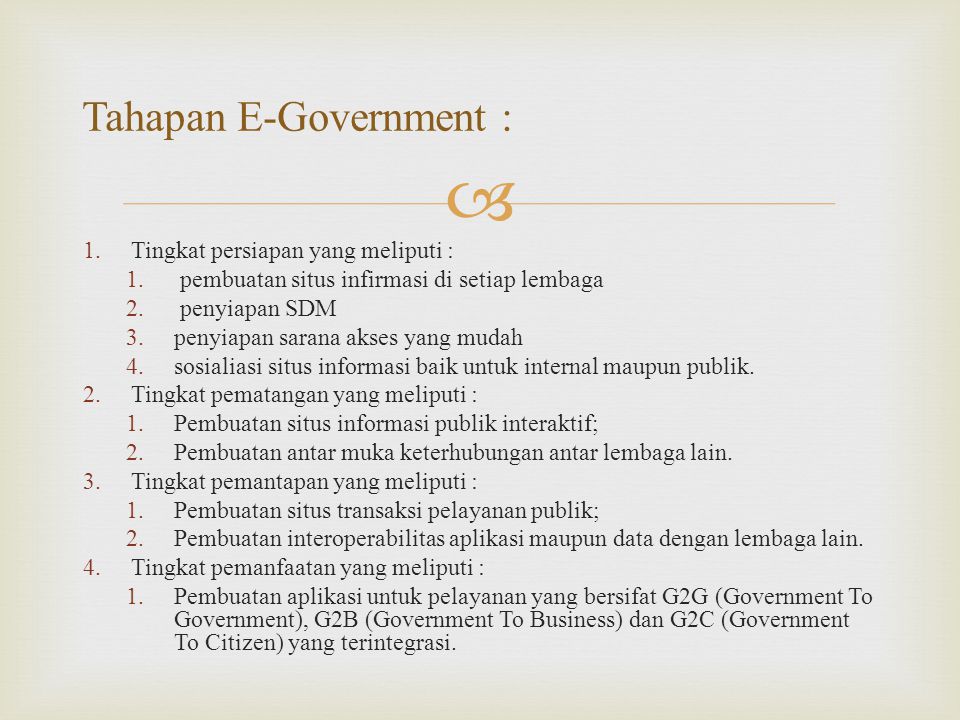 Tahapan E-Government :