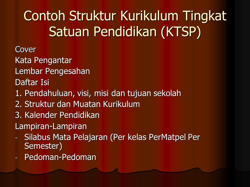 Contoh Struktur Kurikulum Tingkat Satuan Pendidikan (KTSP)