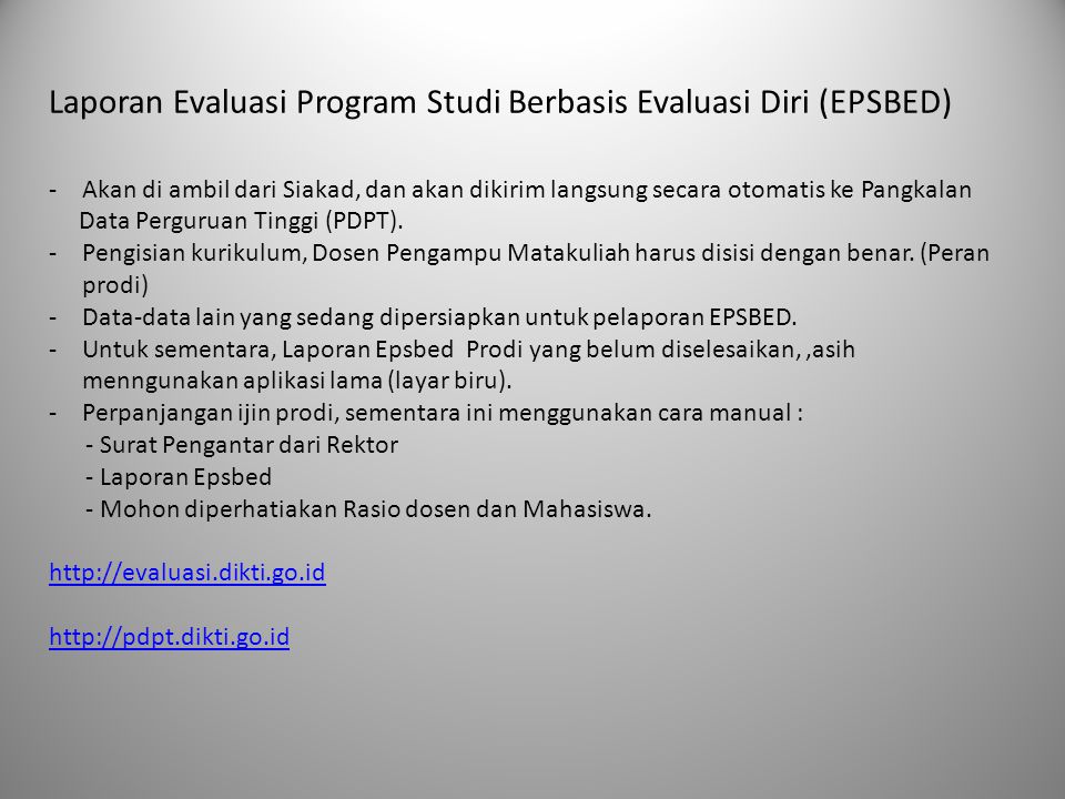 Laporan Evaluasi Program Studi Berbasis Evaluasi Diri (EPSBED)