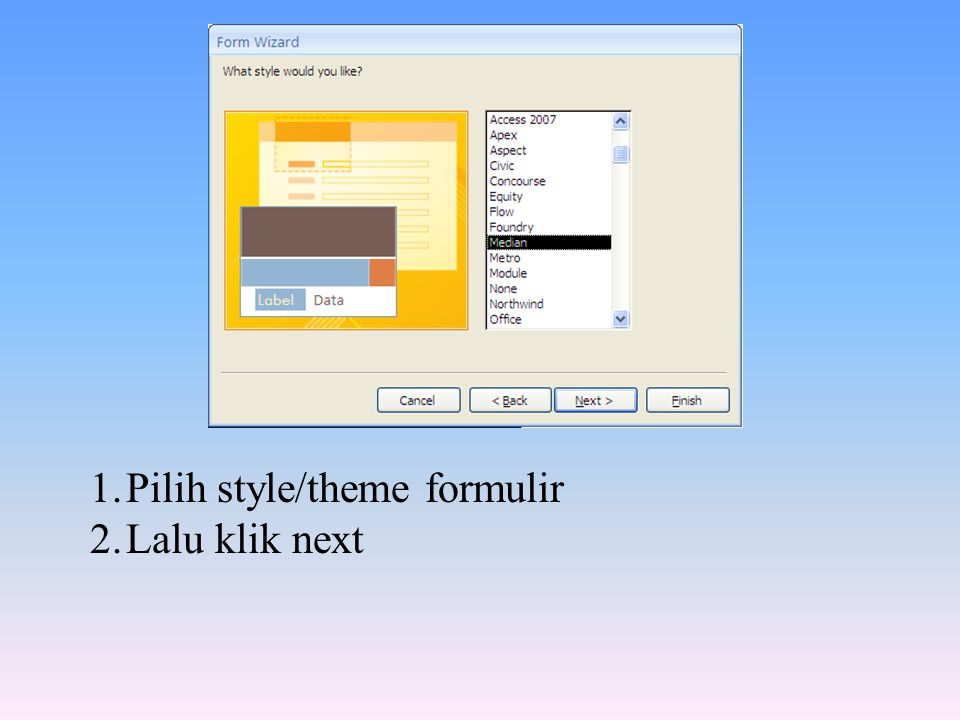 Pilih style/theme formulir
