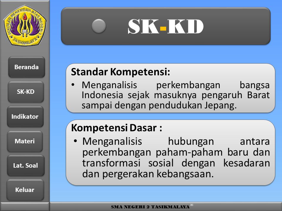 SK-KD Standar Kompetensi: Kompetensi Dasar :