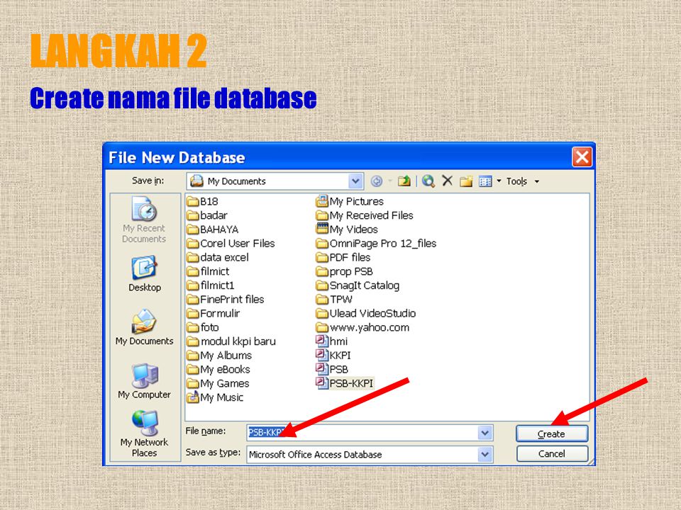 LANGKAH 2 Create nama file database