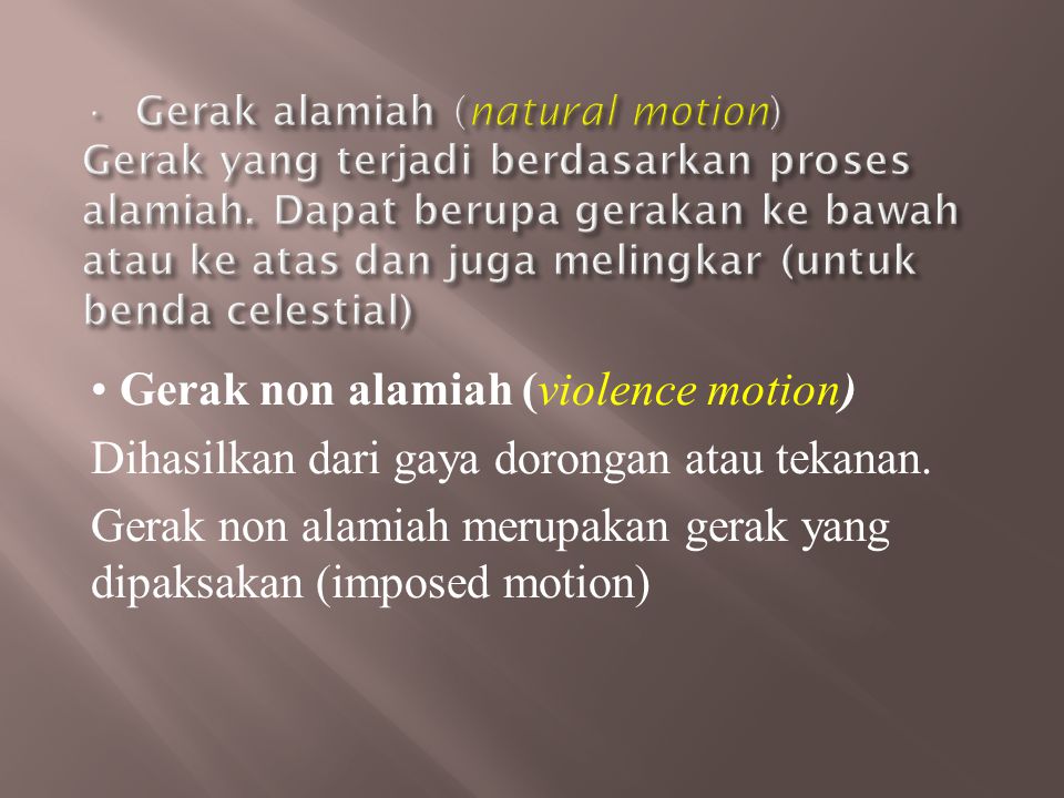 Gerak non alamiah (violence motion)
