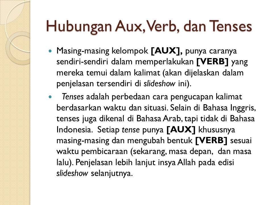 Hubungan Aux, Verb, dan Tenses