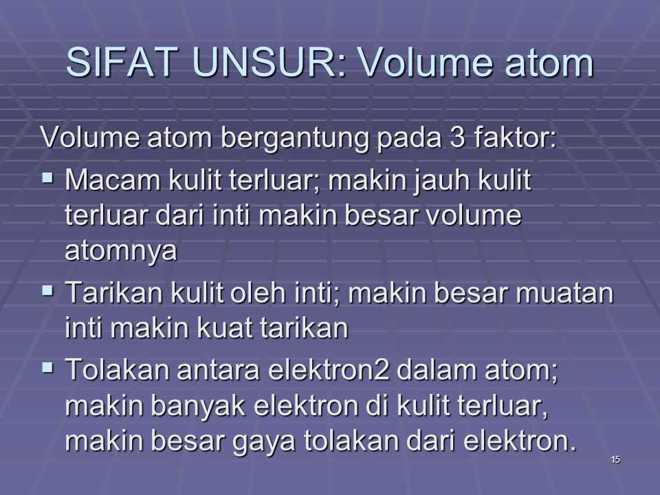 SIFAT UNSUR: Volume atom
