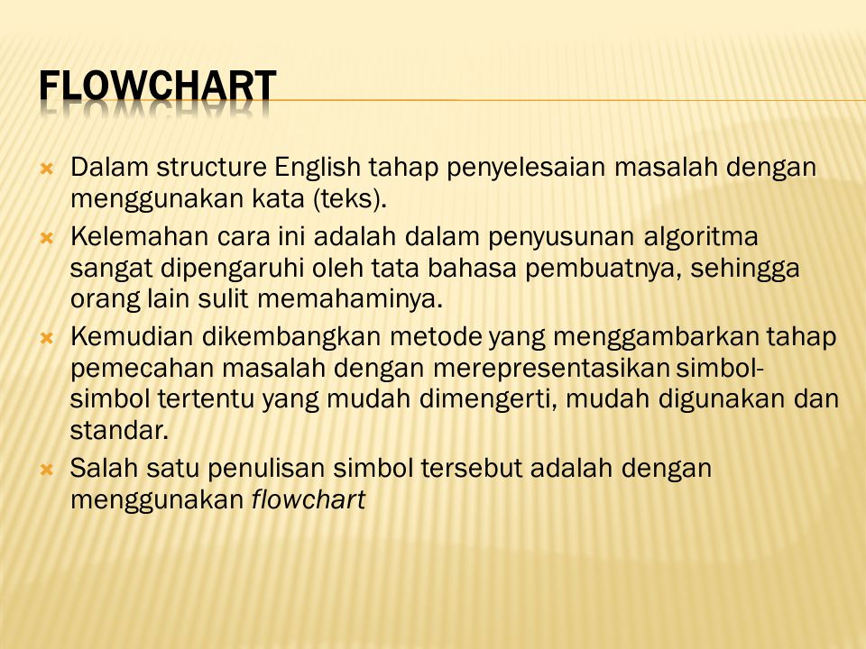 Flowchart Dalam structure English tahap penyelesaian masalah dengan menggunakan kata (teks).