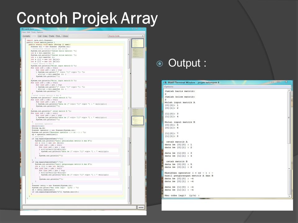 Contoh Projek Array Output :