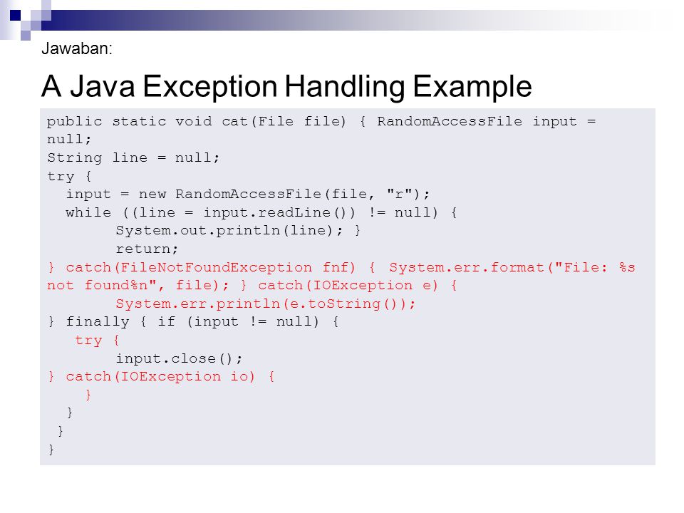 A Java Exception Handling Example