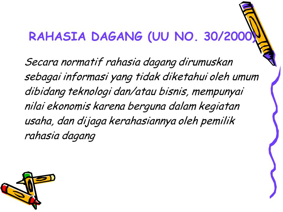RAHASIA DAGANG (UU NO. 30/2000)