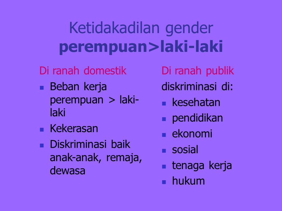 Ketidakadilan gender perempuan>laki-laki