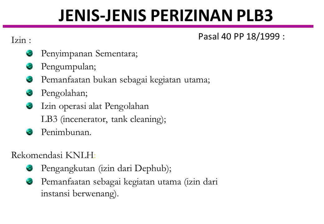 JENIS-JENIS PERIZINAN PLB3
