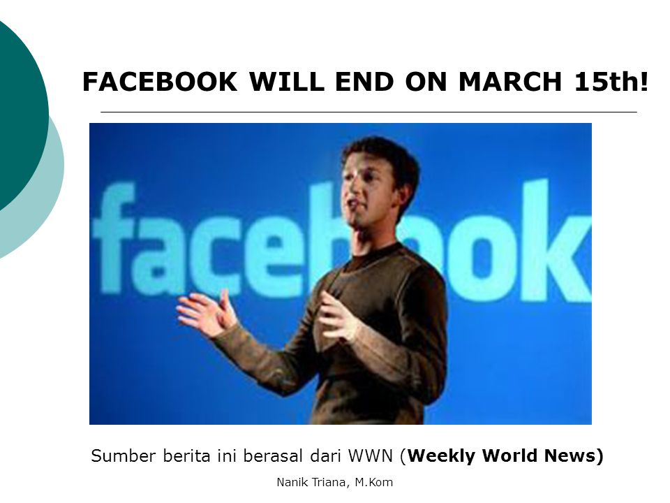FACEBOOK WILL END ON MARCH 15th!