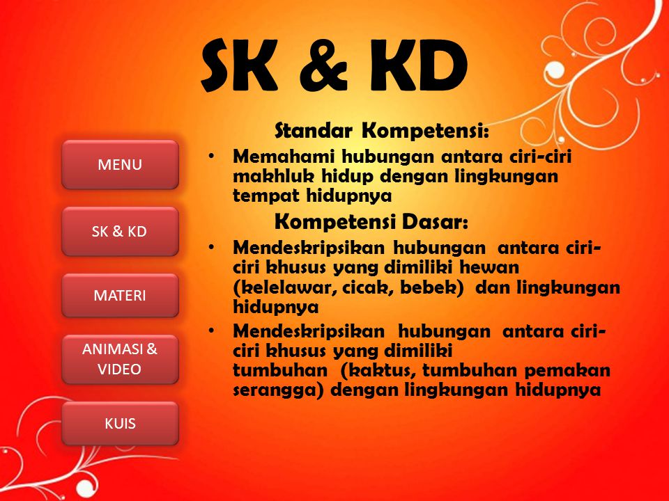SK & KD Standar Kompetensi: Kompetensi Dasar: