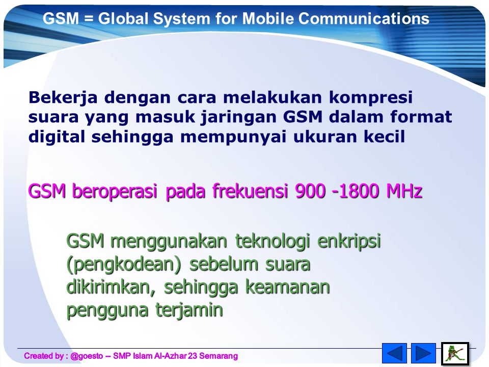 GSM = Global System for Mobile Communications