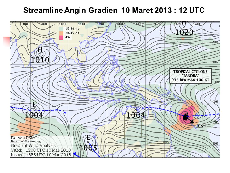 Streamline Angin Gradien 10 Maret 2013 : 12 UTC