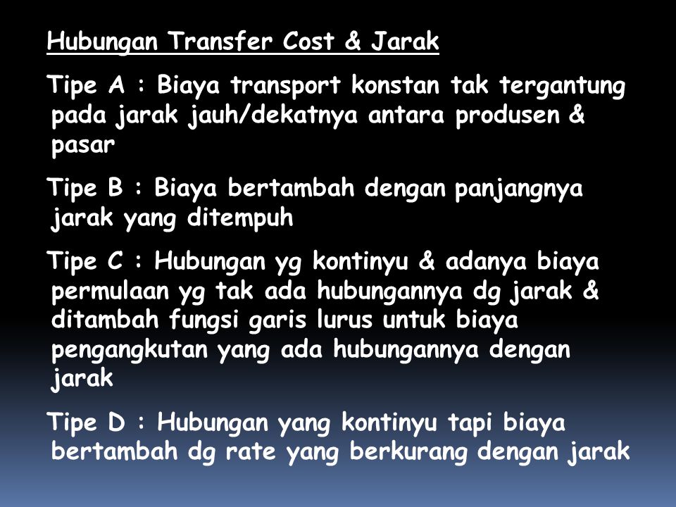 Hubungan Transfer Cost & Jarak