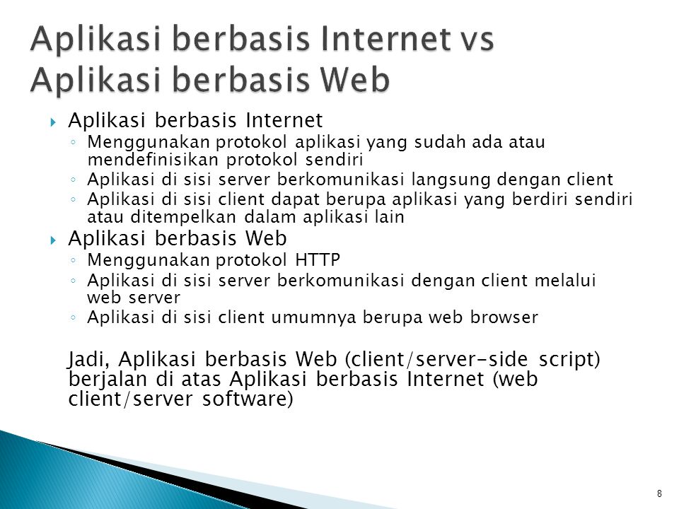Aplikasi berbasis Internet vs Aplikasi berbasis Web