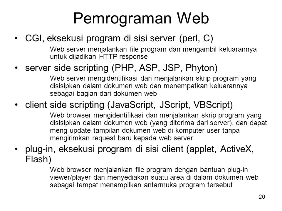 Pemrograman Web CGI, eksekusi program di sisi server (perl, C)