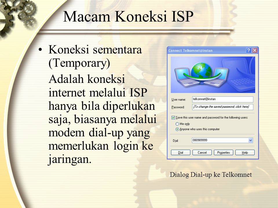 Macam Koneksi ISP Koneksi sementara (Temporary)