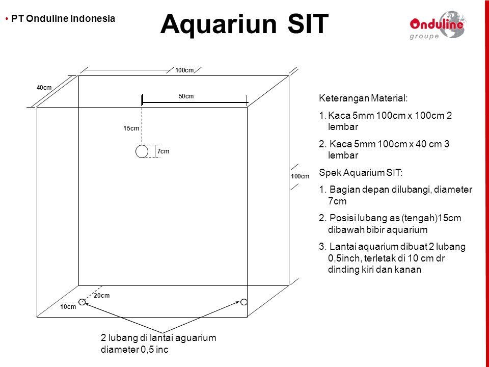 Aquariun SIT Keterangan Material: Kaca 5mm 100cm x 100cm 2 lembar
