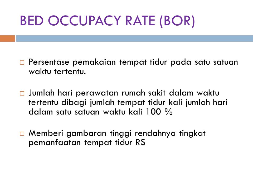 BED OCCUPACY RATE (BOR)