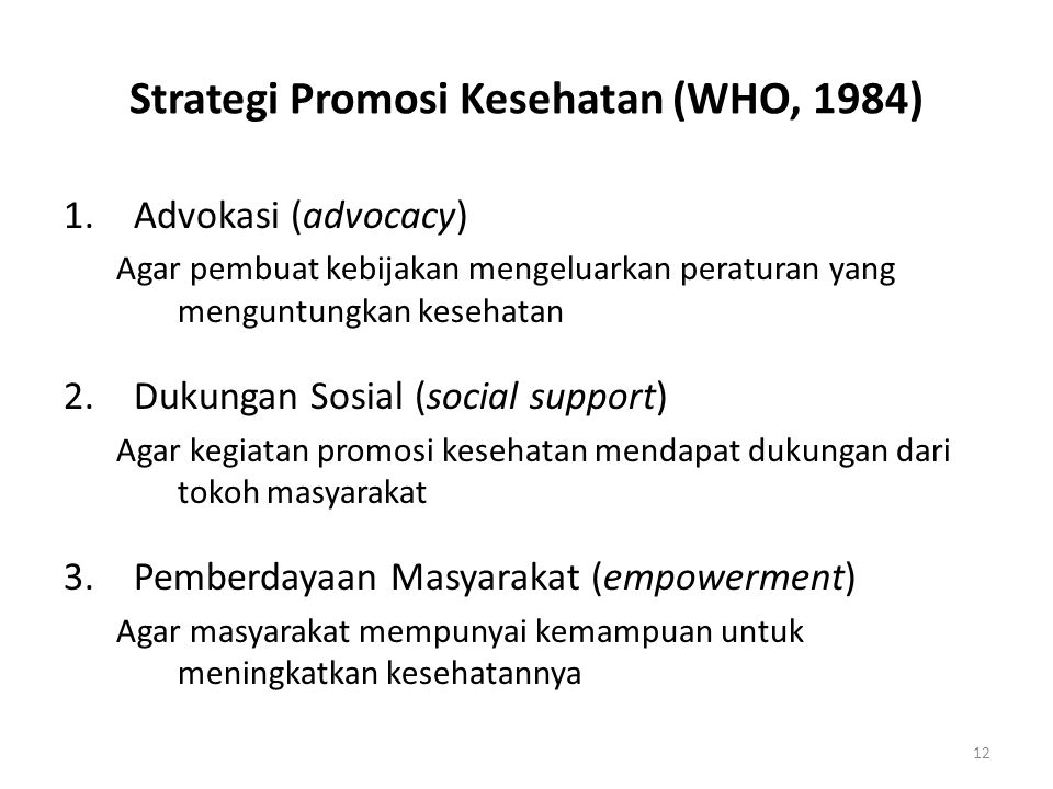 Strategi Promosi Kesehatan (WHO, 1984)