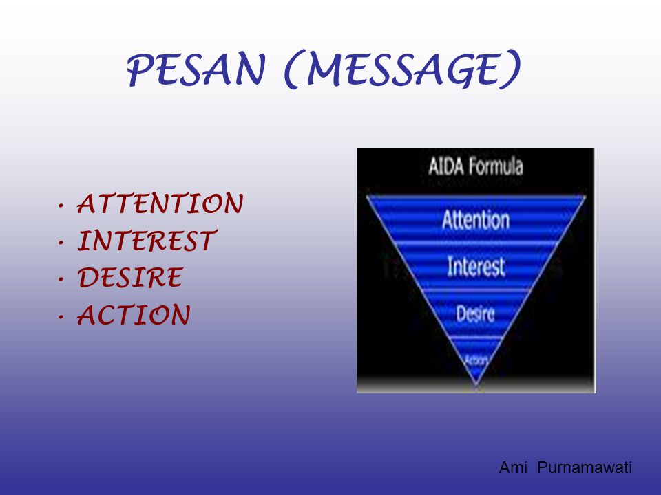 PESAN (MESSAGE) ATTENTION INTEREST DESIRE ACTION Ami Purnamawati