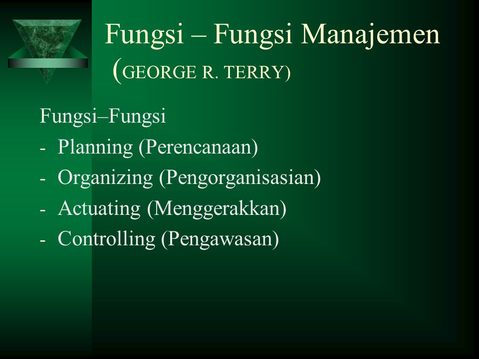 Fungsi – Fungsi Manajemen (GEORGE R. TERRY)
