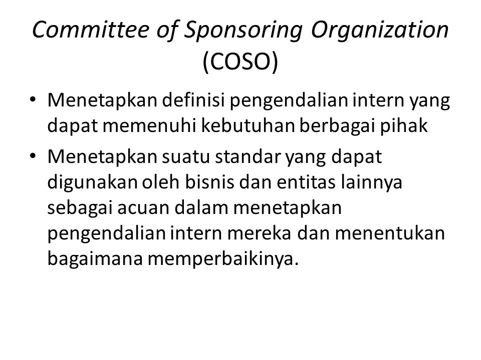 Committee of Sponsoring Organization (COSO)