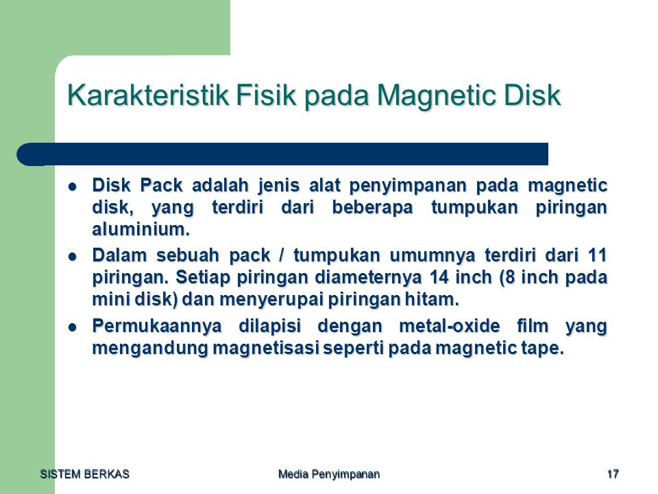 Karakteristik Fisik pada Magnetic Disk