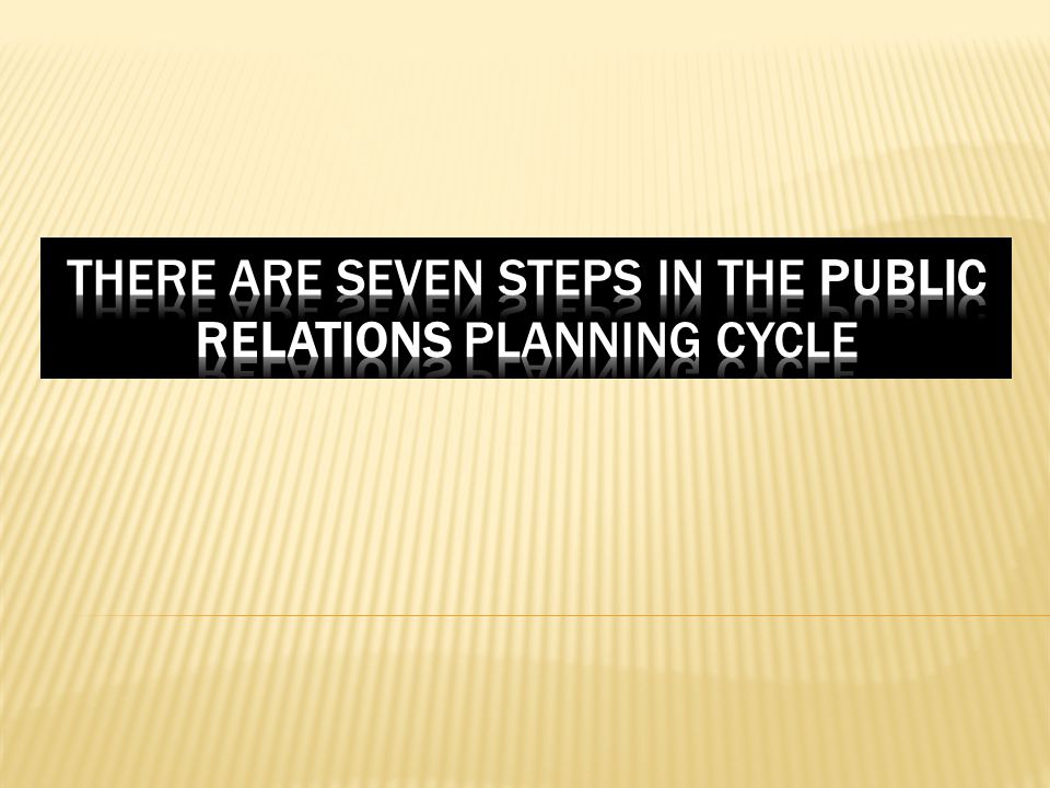 There are seven steps in the public relations planning cycle