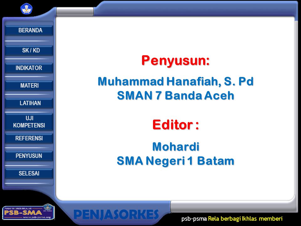 Penyusun: Editor : Muhammad Hanafiah, S. Pd SMAN 7 Banda Aceh Mohardi